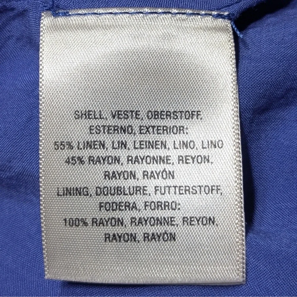 Maeve Anthropologie Blue Linen Blend Button‎ Front Tie Waist Midi Skirt Size 12